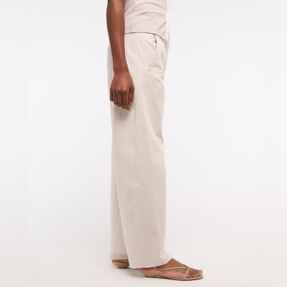 🆕 Abercrombie & Fitch | Mid Rise Barrel Pant | Ash Light Tan Trousers - Picture 4 of 7